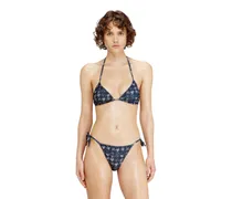 Bikini-Top mit durchgehendem Hahnentritt-Muster - BHs - Damen - Blau