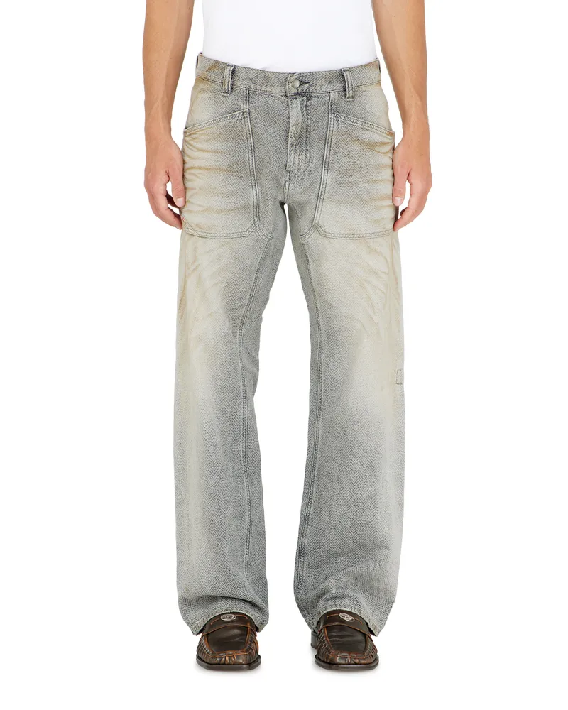 Diesel Relaxed Jeans Regular Waist D-Zeta, Grau, Reißverschluss Grau