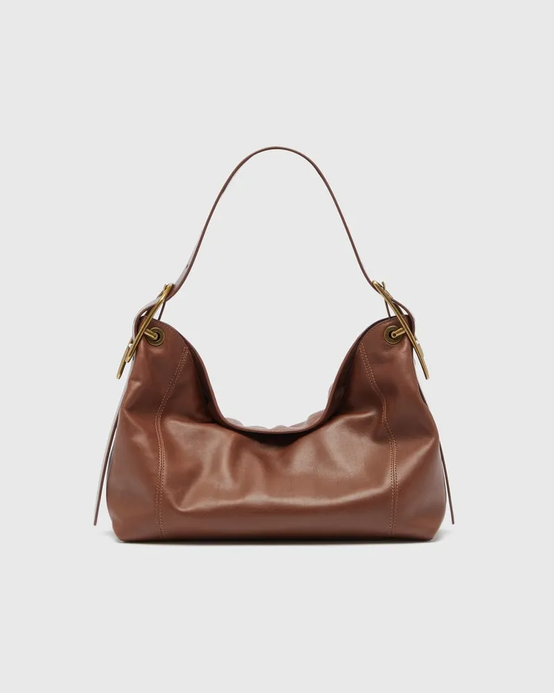 Diesel D-Line Schultertasche aus Leder - Schultertaschen - Damen - Braun Braun