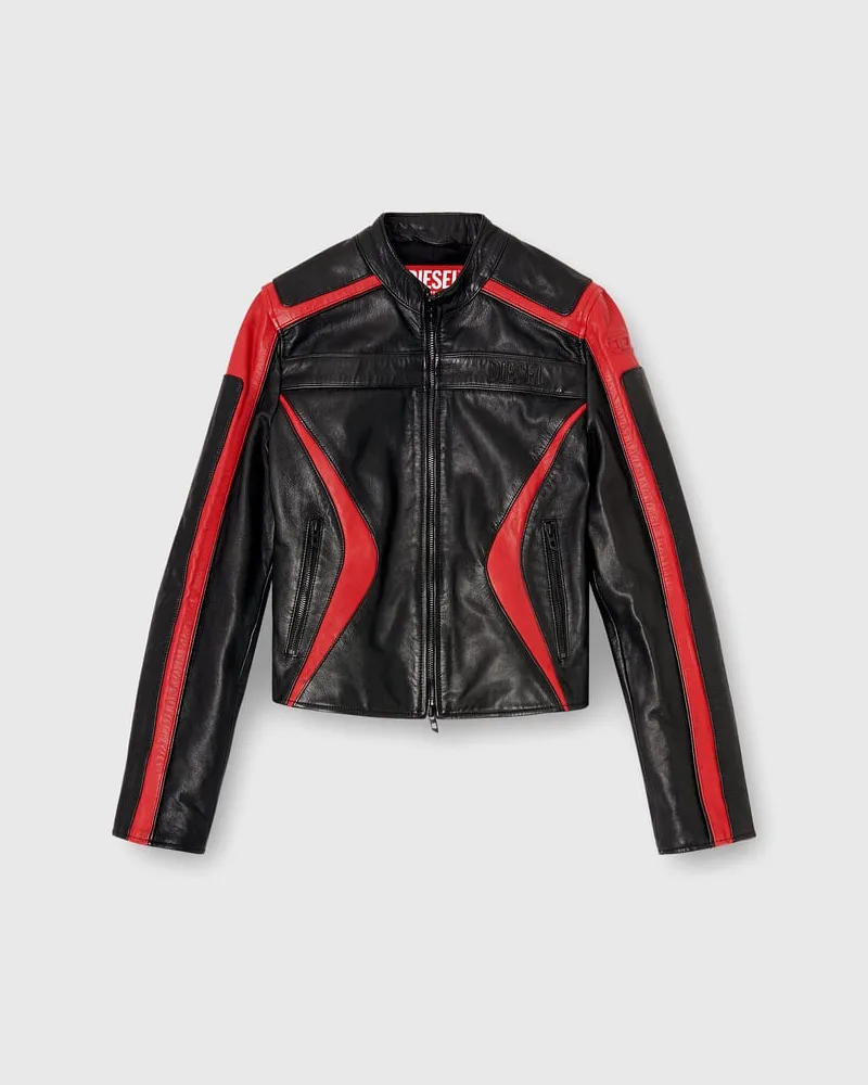 Diesel Bikerjacke aus Leder im Colour-Block-Design - Lederjacken - Damen - Bunt Bunt