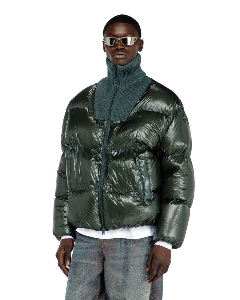 Diesel Daunen-Steppjacke aus ripstop mit geripptem Kragen - Winterjacken - Herren - Grün Grün