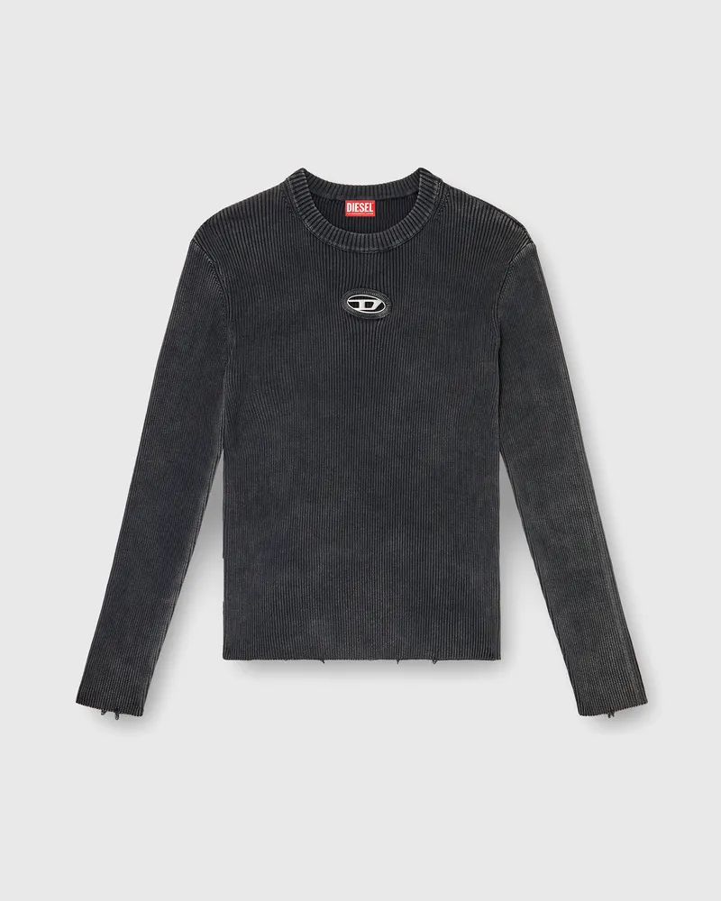 Diesel Vielgetragener Pullover mit Cutout-Logo - T-Shirts - Herren - Schwarz Schwarz