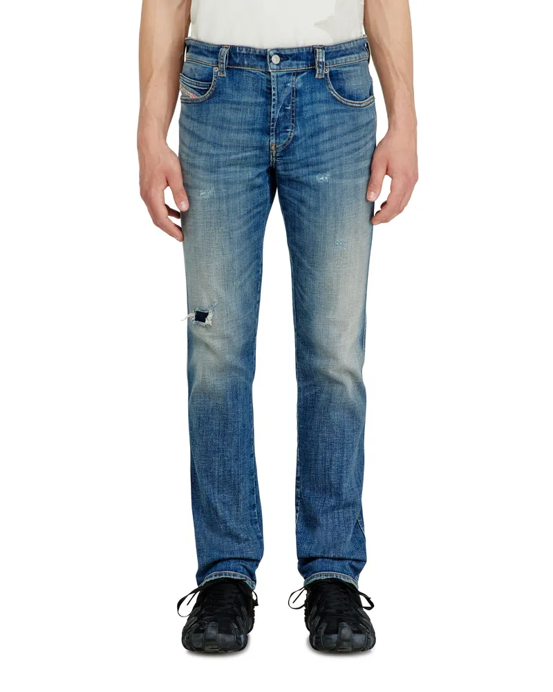 Diesel Slim Jeans Regular Waist 1993 D-Vyl, Mittelblau, Knopfverschluss Blau