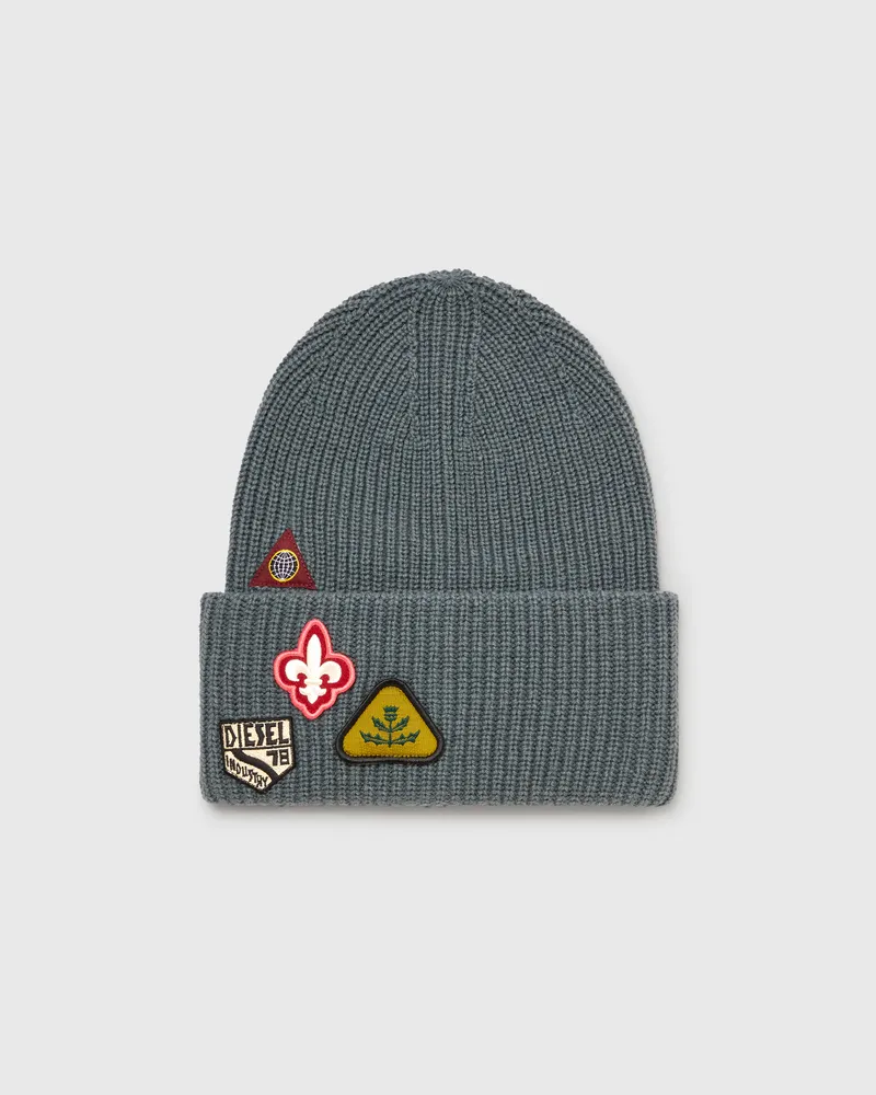 Diesel Wollmütze mit Logo-Patches - Mützen - Unisex - Grau Grau
