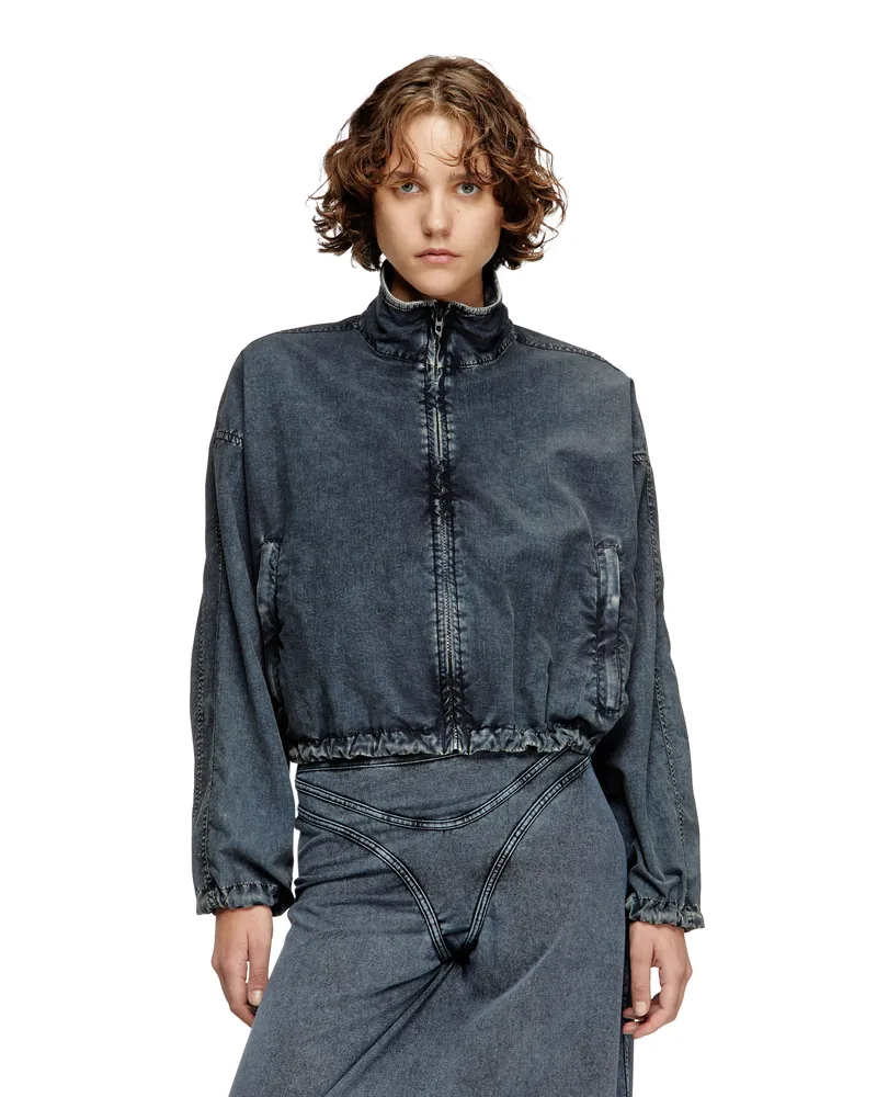 Diesel Verkürzte Jacke aus recyceltem Nylon-Taslan - Jacken - Damen - Blau Blau