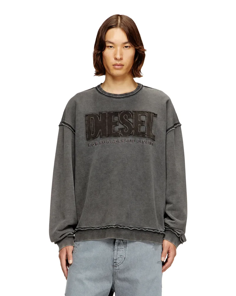 Diesel Baumwoll-Sweatshirt mit appliziertem Logo - Sweatshirts - Herren - Grau Grau