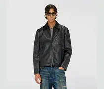 Jacke aus Leder mit Oval D-Prägung - Lederjacken - Herren - Schwarz