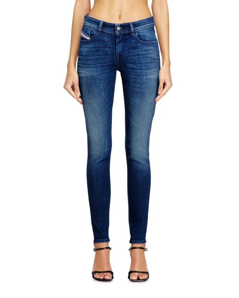 Diesel Skinny Jeans Regular Waist 2017 Slandy, Dunkelblau, Reißverschluss Blau