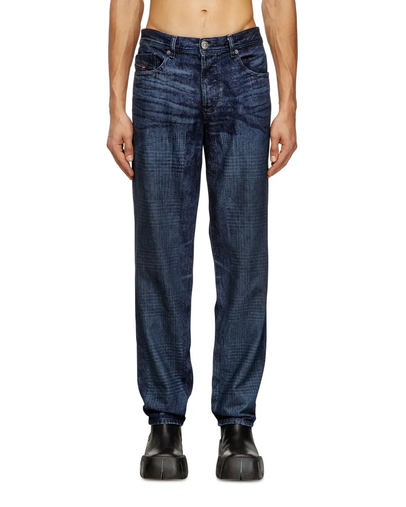 Diesel Regular Jeans Regular Waist 2023 D-Finitive, Dunkelblau, Knopfverschluss Blau