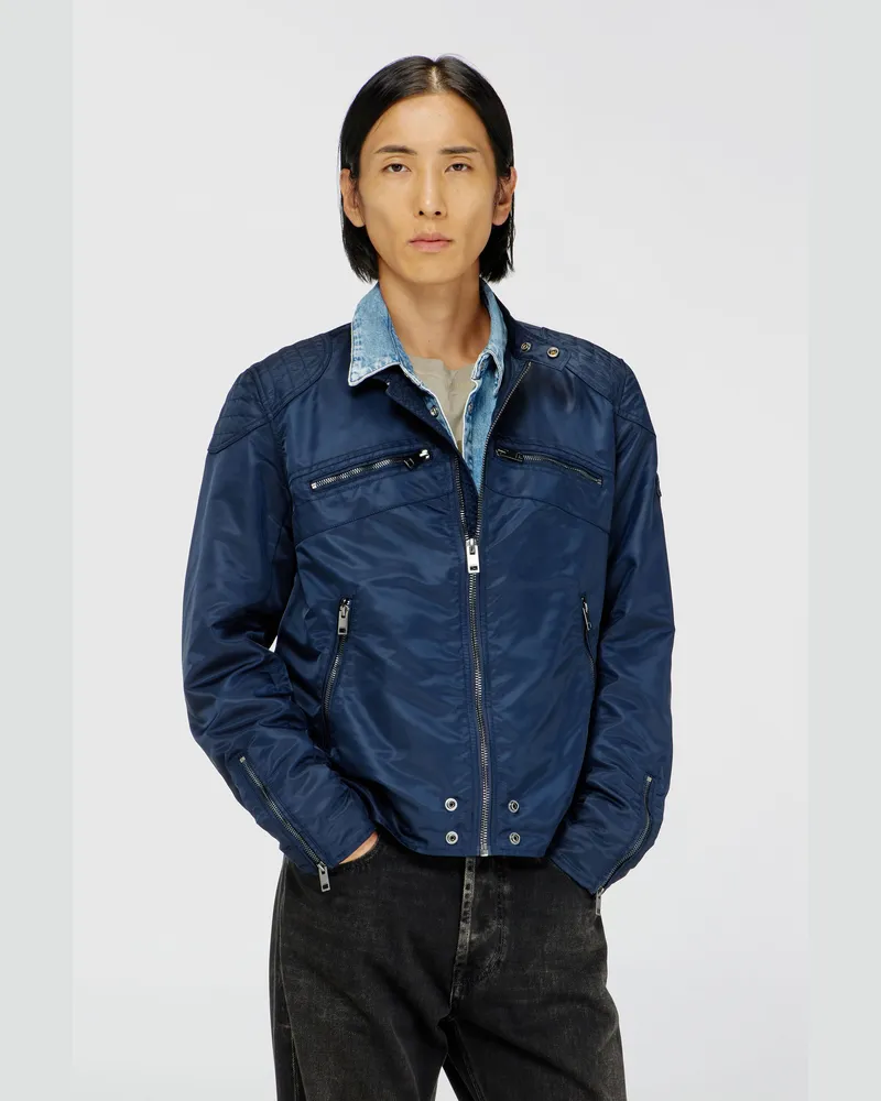 Diesel Nylonjacke mit gesteppten Schultern und Reißverschlusstaschen - Jacken - Herren - Blau Blau