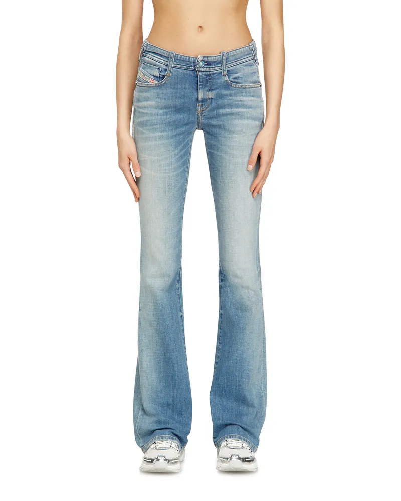 Diesel Bootcut Jeans Low Waist 1969 D-Ebbey, Hellblau, Reißverschluss Blau