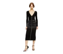 Geripptes Midikleid mit Cargotaschen - Kleider - Damen - Schwarz