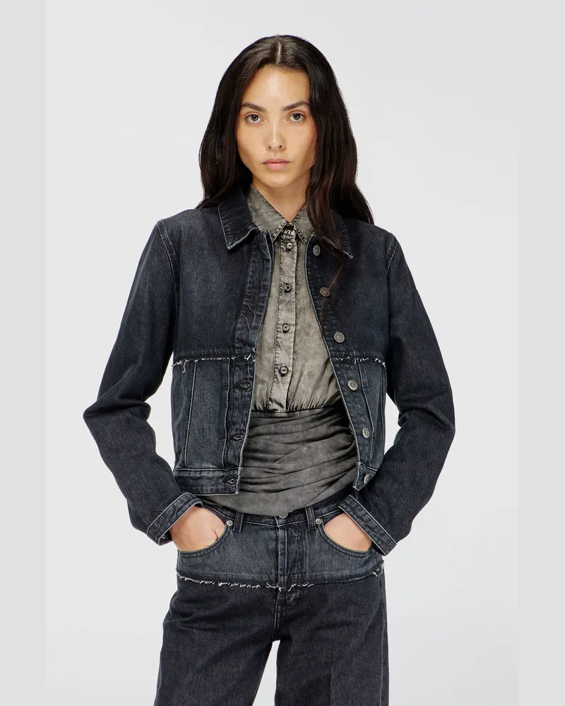 Diesel Jacke aus segmentiertem Denim - Denim jacken - Damen - Schwarz Schwarz