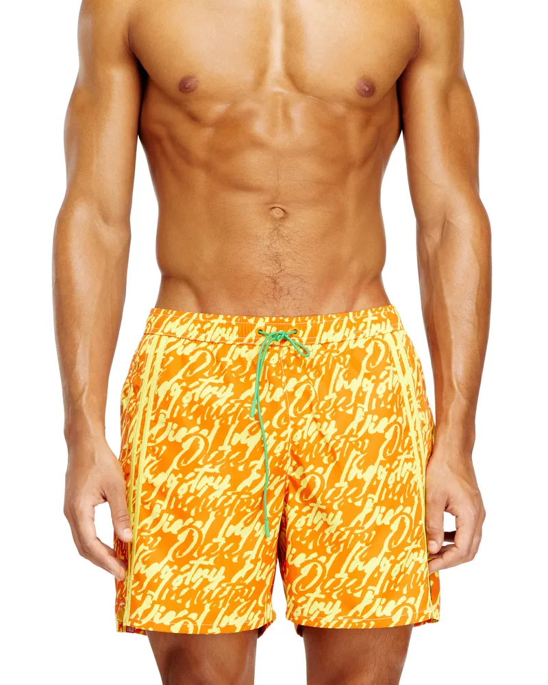 Diesel Badeshorts mit Allover-Logoprint - Badeshorts - Herren - Gelb Gelb