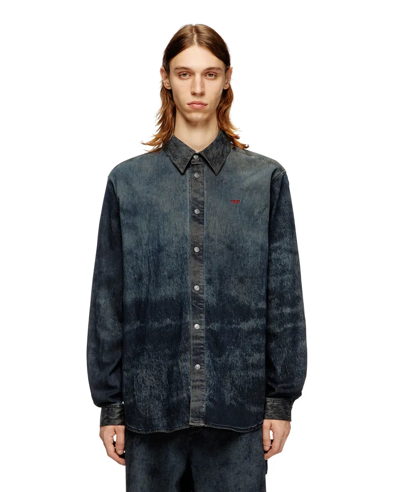 Diesel Hemd aus Baumwollmischung mit Logo - Hemden - Herren - Schwarz Schwarz
