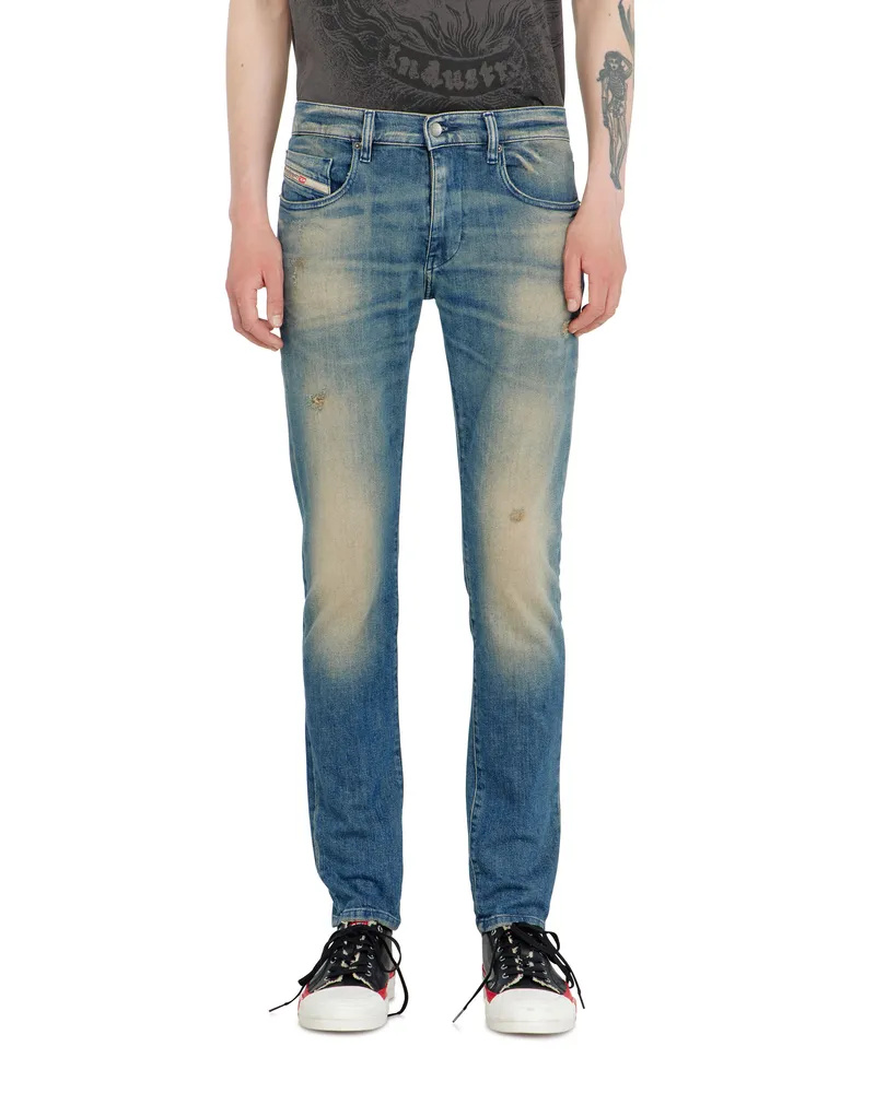 Diesel Slim Jeans Regular Waist 2019 D-Strukt, Mittelblau, Reißverschluss Blau