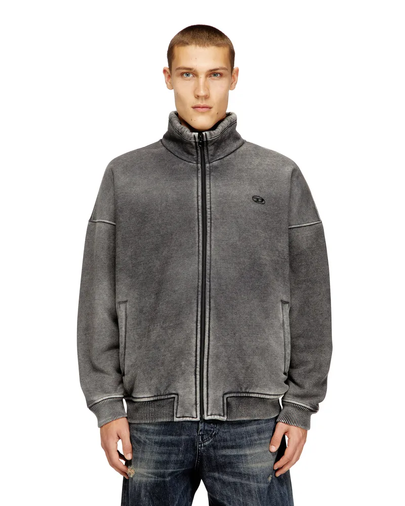 Diesel Teddygefütterte Reißverschlussjacke mit Denim-Effekt - Jacken - Herren - Grau Grau