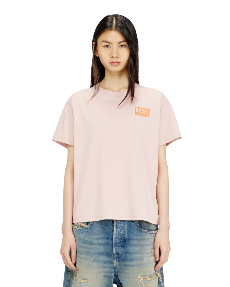 Diesel T-Shirt aus Bio-Baumwoll-Jersey mit Rundhalsausschnitt und Logoprint - T-Shirts - Damen - Rosa Rosa