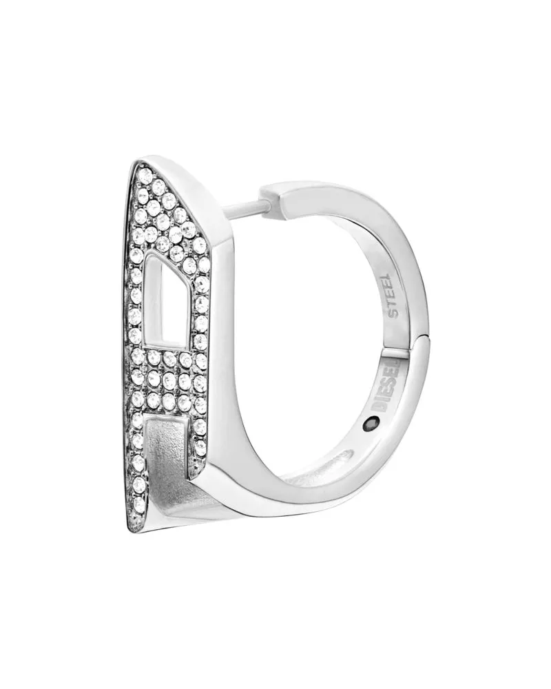 Diesel Creolenohrring aus Edelstahl mit Glitzereffekt - Ohrringe - Unisex - Silber Silber