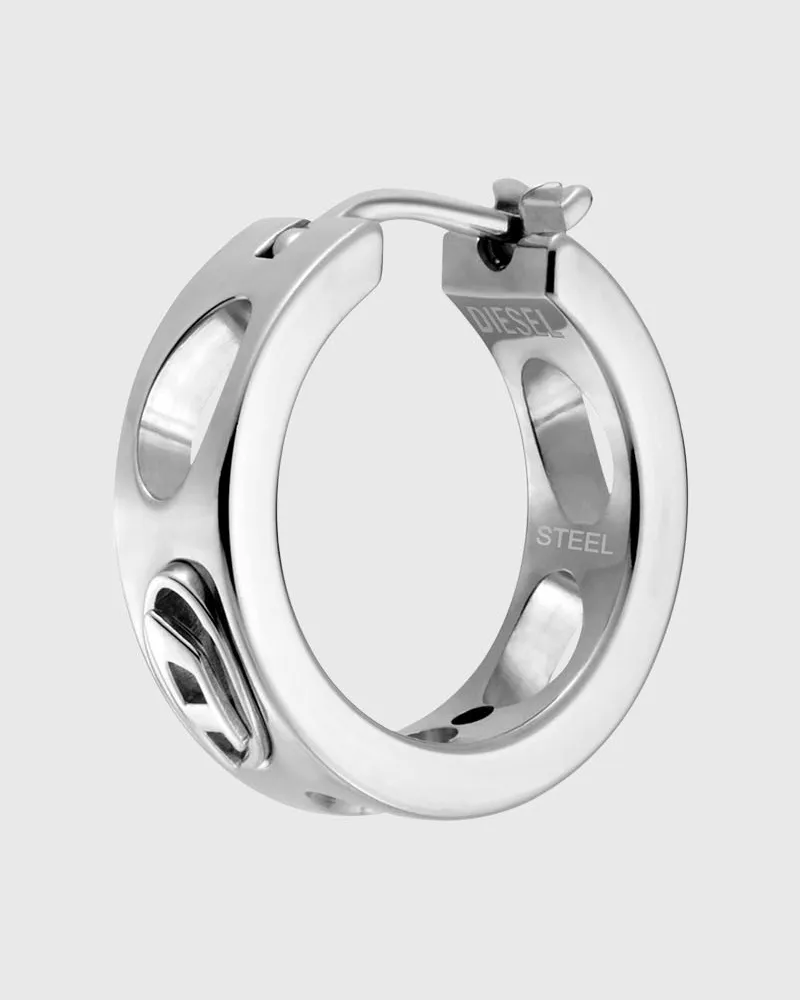 Diesel Edelstahl-Creolen - Ohrringe - Unisex - Silber Silber