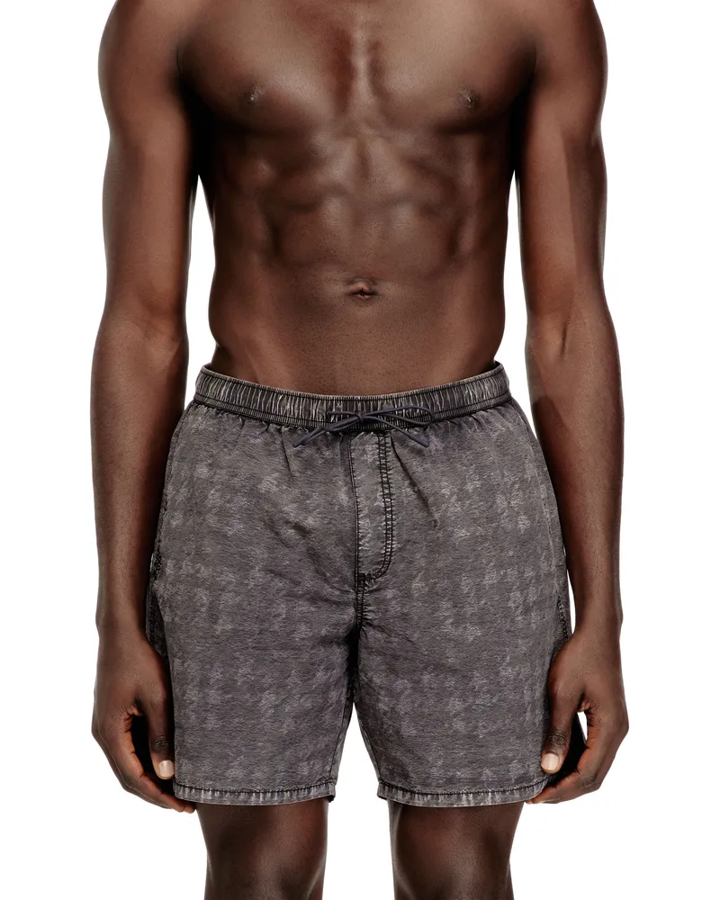 Diesel Badeshorts mit verblasstem Hahnentrittmuster - Badeshorts - Herren - Grau Grau