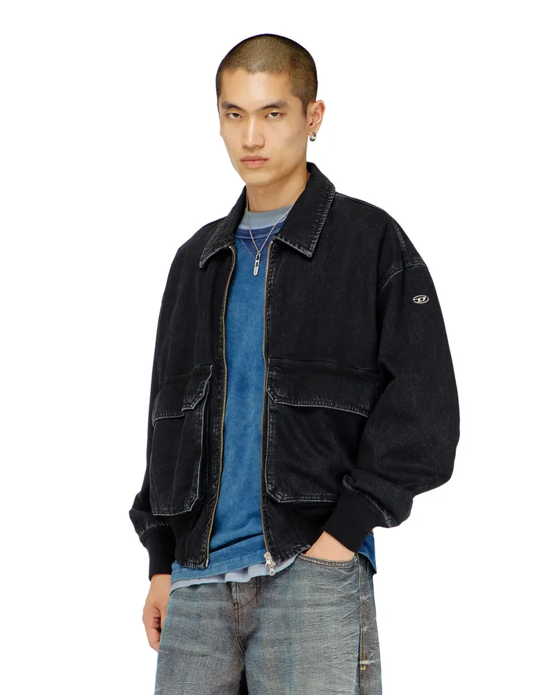 Diesel Jacke aus Denim - Denim jacken - Unisex - Schwarz Schwarz