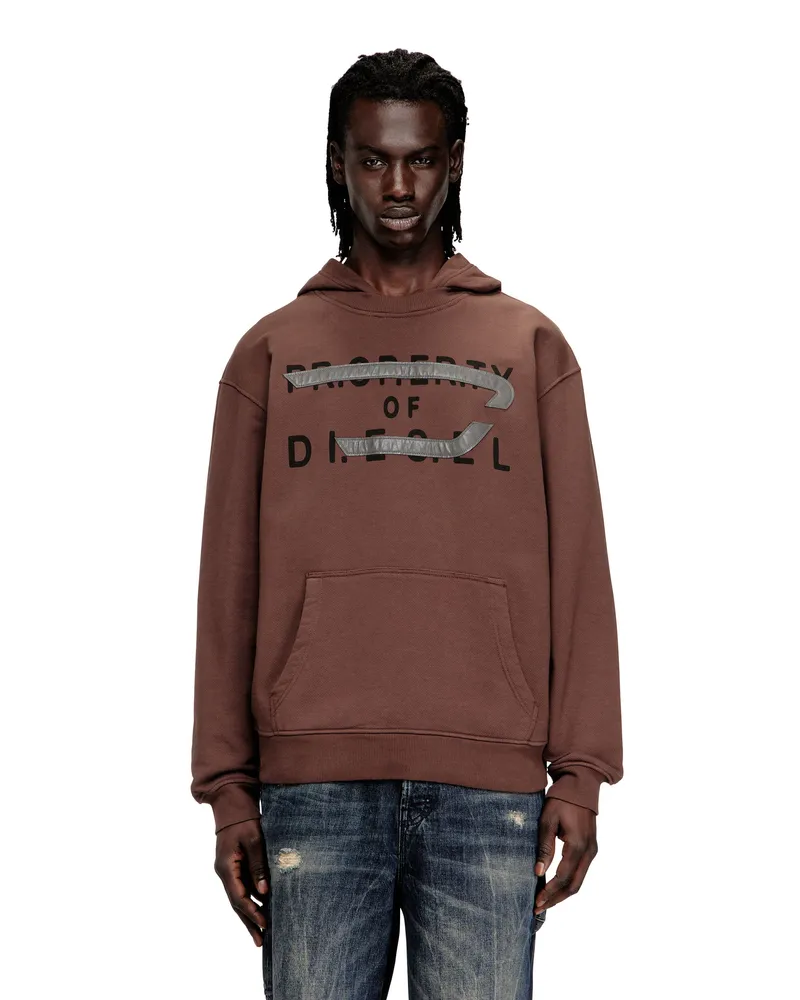 Diesel Baumwoll-Hoodie mit D-Applikation - Sweatshirts - Herren - Braun Braun