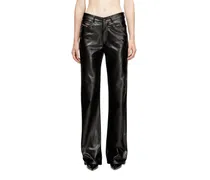 Fünf-Pocket-Hose aus beschichtetem Stoff - Hosen - Damen - Schwarz