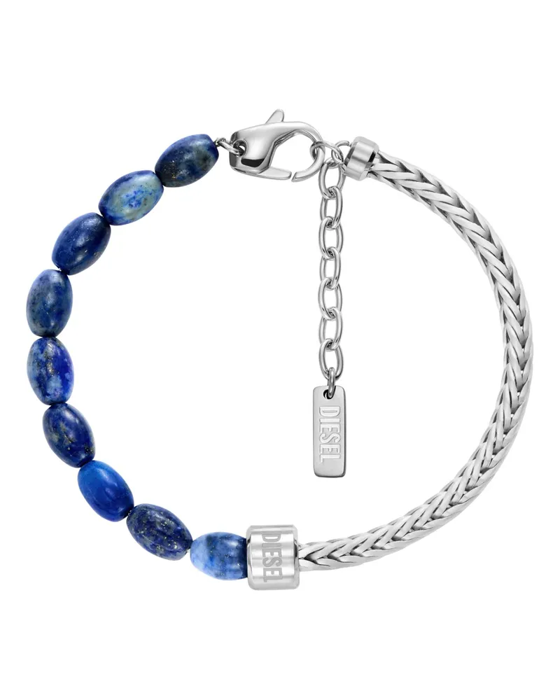 Diesel Armband mit Lapislazuli-Perlen - Armbänder - Unisex - Silber Silber