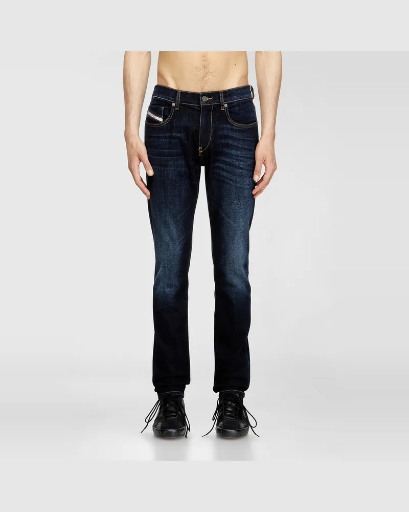 Diesel Slim Jeans Regular Waist 2019 D-Strukt, Dunkelblau, Reißverschluss Blau