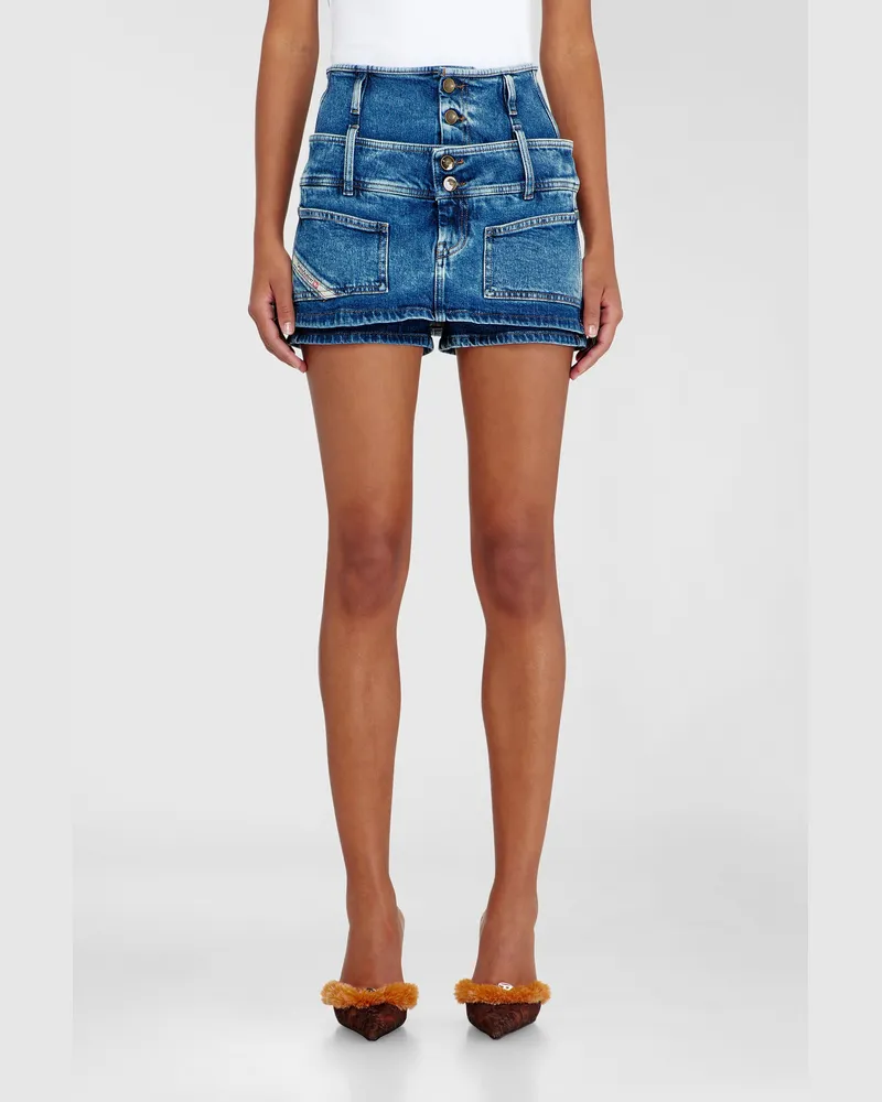 Diesel Denim-Mini-Skort mit doppeltem Bund - Kurze Hosen - Damen - Blau Blau