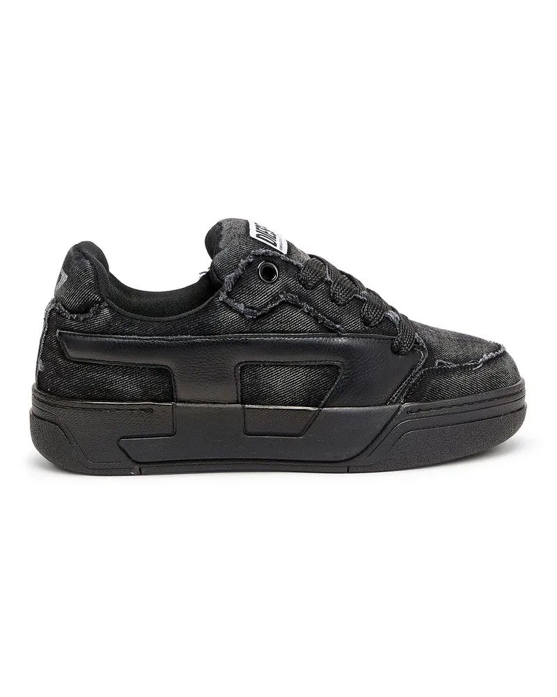 Diesel S-D-Ollie - Sneakers aus ausgefranstem denim und Leder - Sneakers - Herren - Schwarz Schwarz