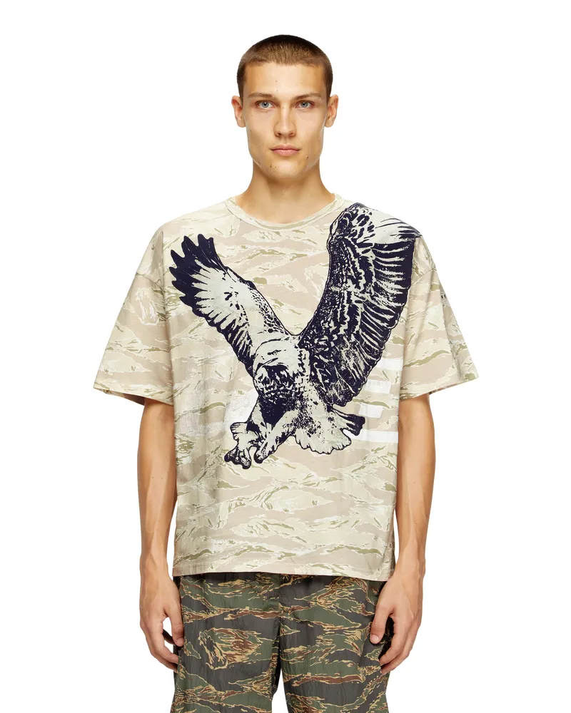 Diesel Camo-T-Shirt mit Eagle-Print - T-Shirts - Herren - Beige Beige