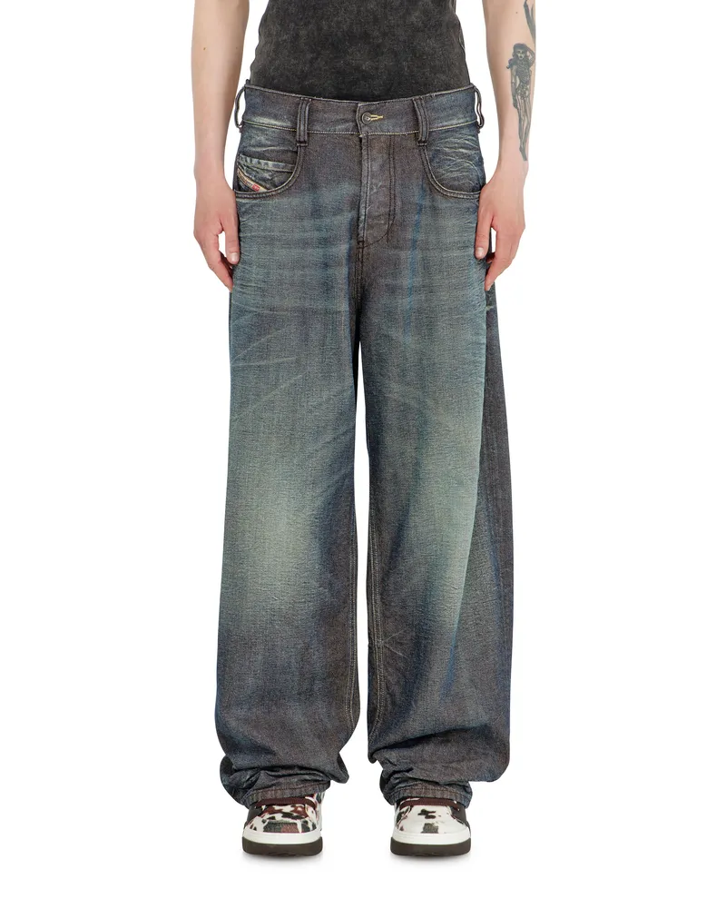 Diesel Relaxed Jeans Regular Waist 1997 D-Enim-M,, Knopfverschluss Blau