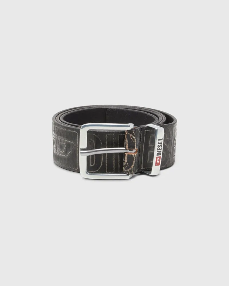 Diesel Gürtel aus Leder mit 4 cm Logo - Gürtel - Herren - Schwarz Schwarz