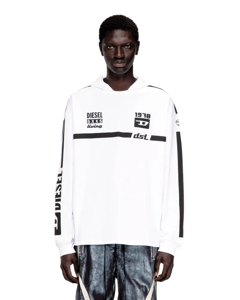 Diesel Hoodie-T-Shirt mit kontrastierenden Grafiken - T-Shirts - Herren - Weiss Weiss