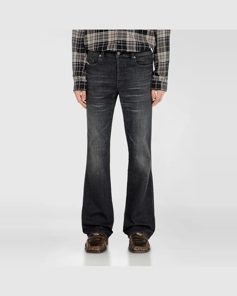 Diesel Bootcut Jeans Regular Waist 1998 D-Buck, Schwarz/Dunkelgrau, Knopfverschluss Schwarz