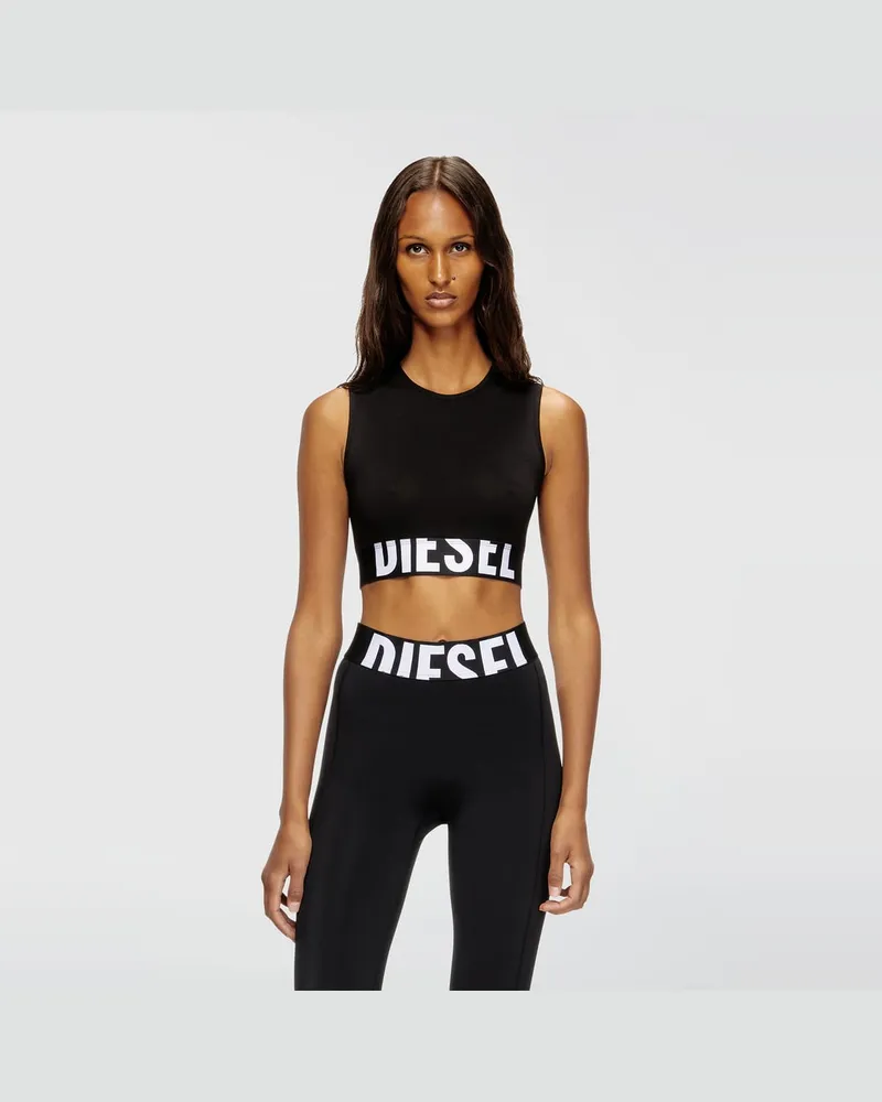 Diesel Verkürztes Tanktop mit Cut-off-Logo - Oberteile - Damen - Schwarz Schwarz