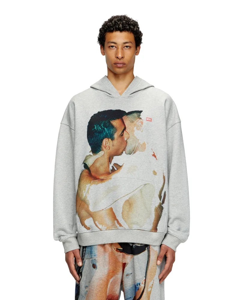 Diesel Kapuzen-Pullover mit Grafik-Print - Sweatshirts - Unisex - Grau Grau