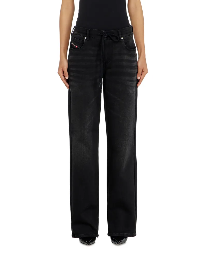 Diesel Regular Regular Waist 2071 D-Meel Joggjeans, Schwarz/Dunkelgrau, Reißverschluss Schwarz