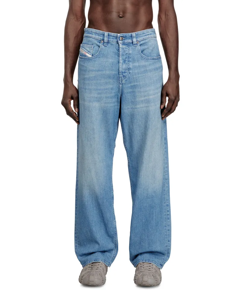 Diesel Relaxed Jeans Low Waist 2001 D-Macro, Dunkelblau, Knopfverschluss Blau