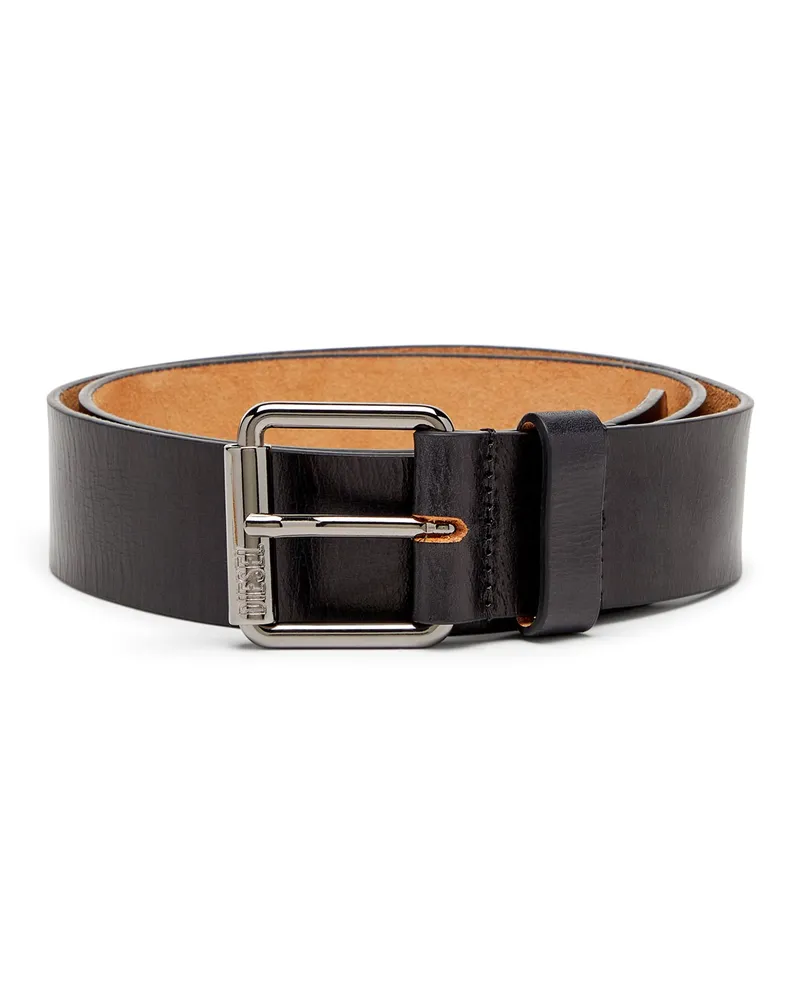 Diesel 4cm Gürtel aus Leder mit Fifth Pocket-Logo-Flagge. - Gürtel - Herren - Schwarz Schwarz