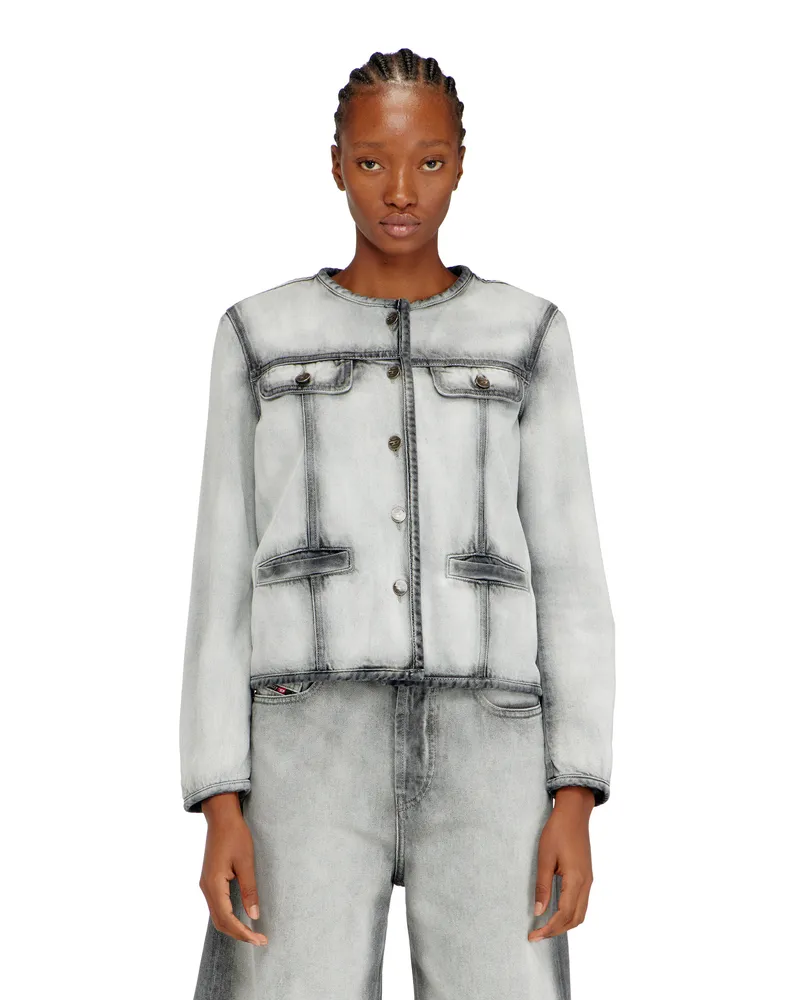 Diesel Jacke aus weichem Skeleton-Denim - Denim jacken - Damen - Grau Grau