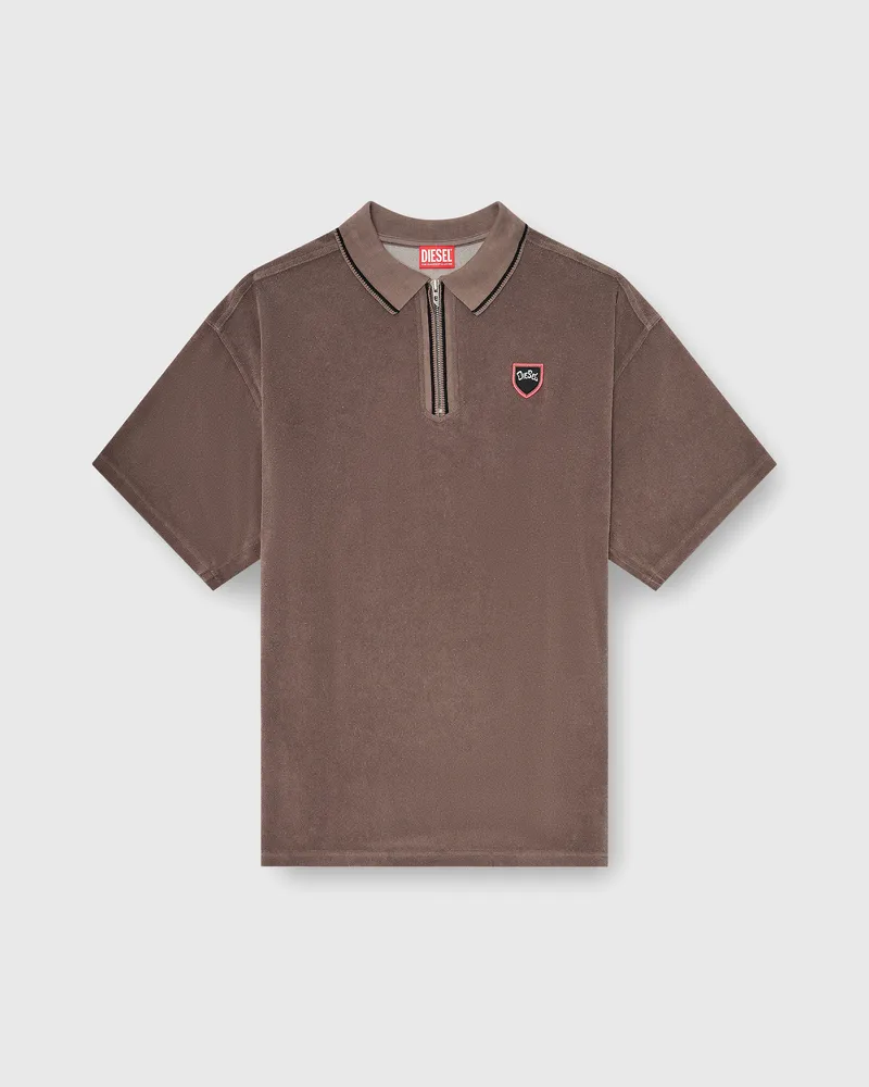 Diesel Chenille-Poloshirt mit shield patch - Polohemden - Herren - Braun Braun