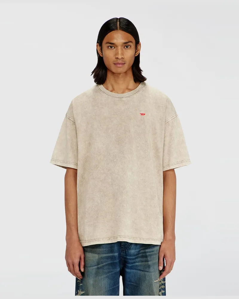 Diesel Baumwoll-T-Shirt mit behandelten Effekt - T-Shirts - Herren - Beige Beige
