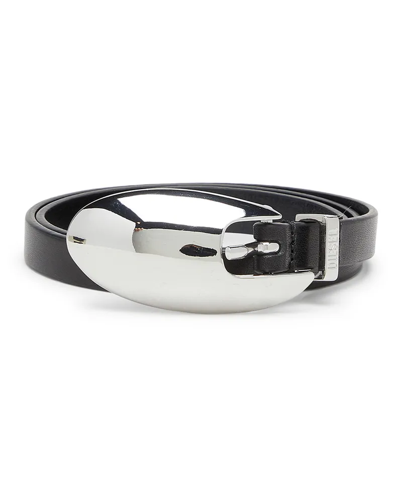 Diesel 1,5 cm Schmaler Ledergürtel mit skulpturaler Schnalle - Gürtel - Damen - Schwarz Schwarz