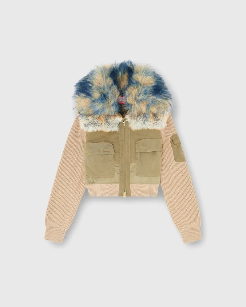 Diesel Bomberjacke mit Rippstrick- und Plüschbesatz - Jacken - Damen - Beige Beige