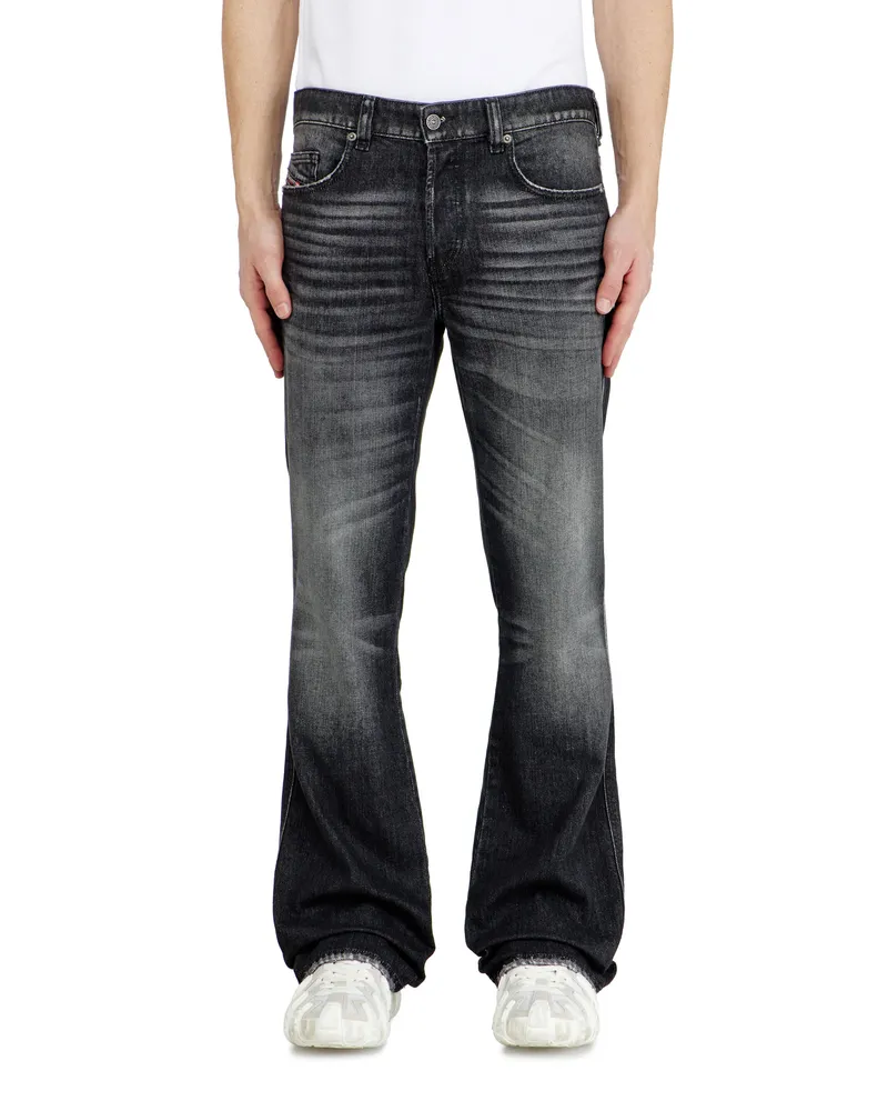 Diesel Bootcut Jeans Regular Waist 1998 D-Buck, Schwarz/Dunkelgrau, Knopfverschluss Schwarz