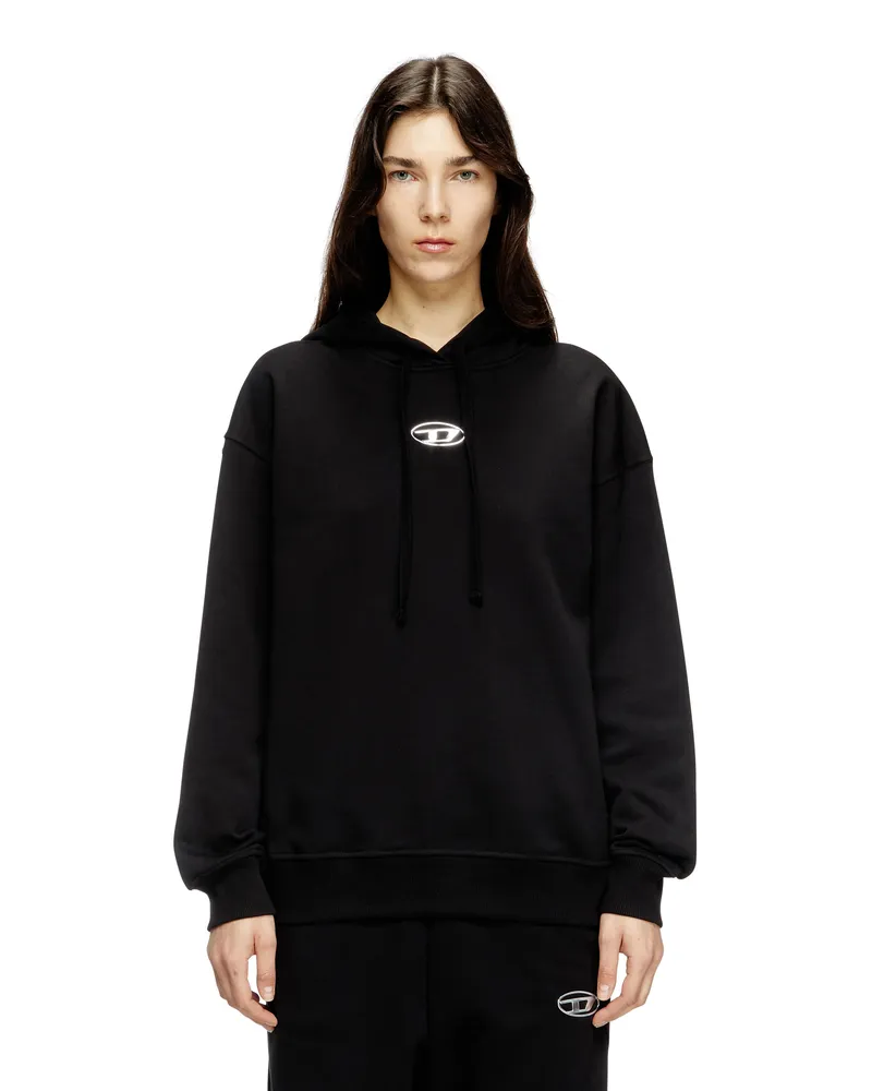 Diesel Kapuzenpullover mit Oval D-Logo mit Metall-Effekt - Sweatshirts - Damen - Schwarz Schwarz
