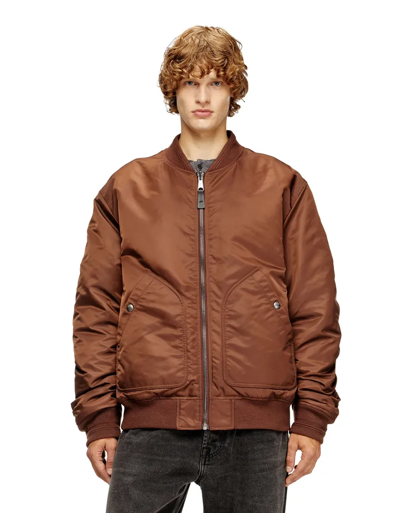 Diesel Bomberjacke aus gefüttertem Nylon mit Oval D - Jacken - Herren - Braun Braun